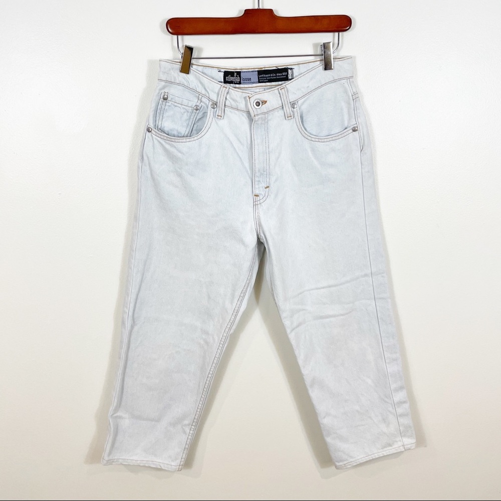 LEVIS Vintage Silver Tab Loose Mom Jean Hi Rise 10 Light Wash Skater Baggy - Picture 2 of 10